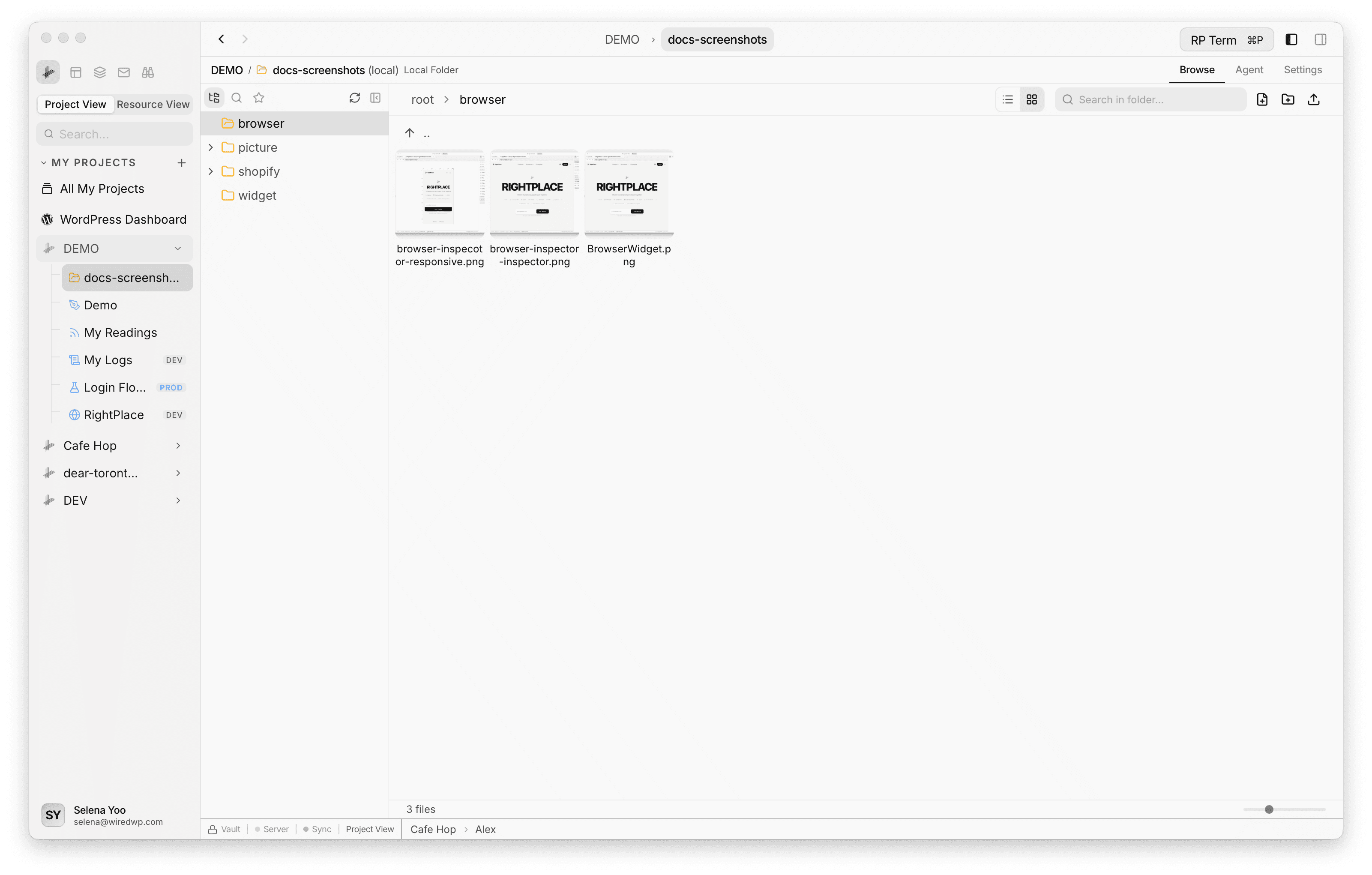 Local Folder in grid view showing image thumbnails with file tree sidebar
