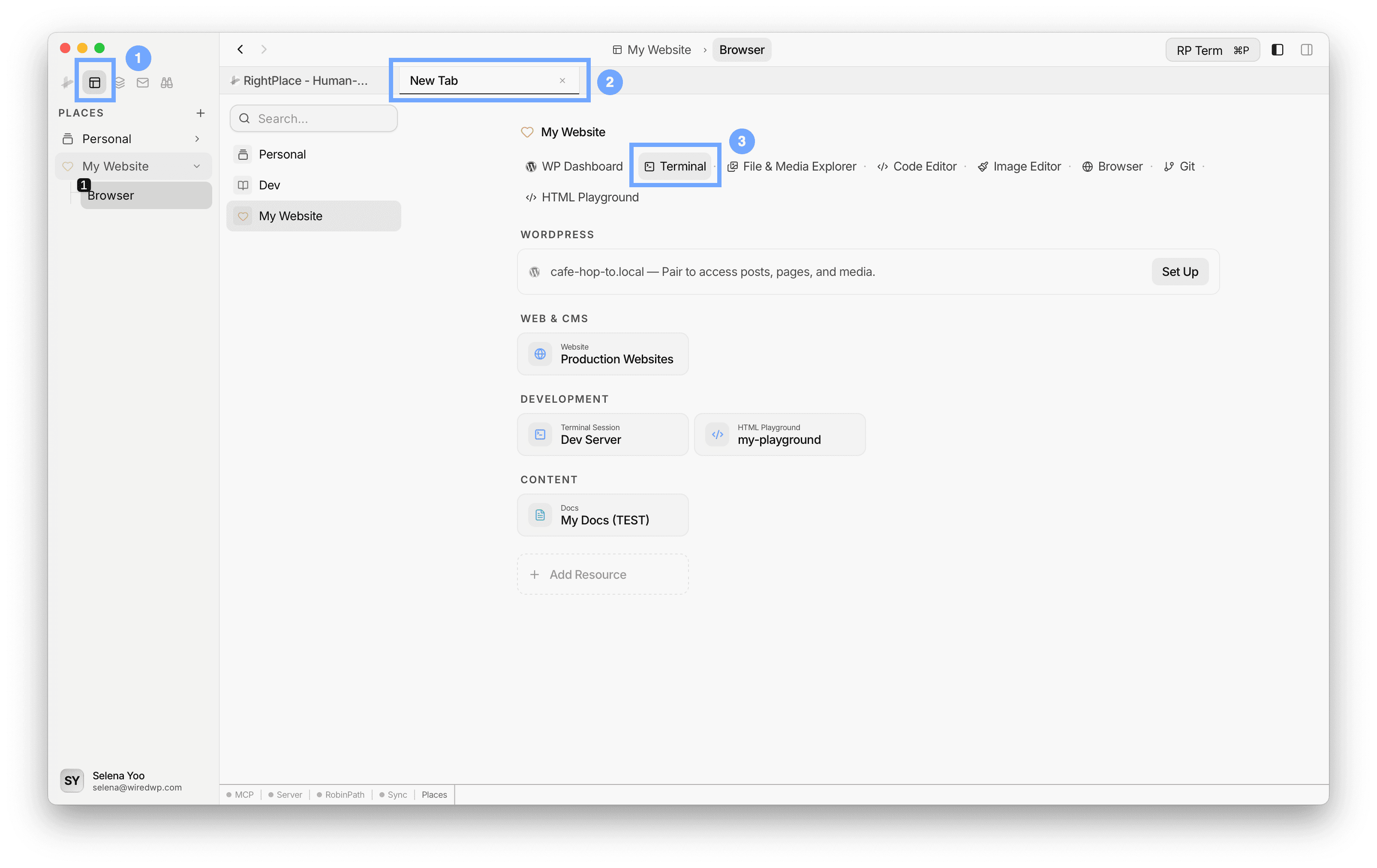 New Tab view showing Terminal selected in the Utility Applets row, highlighting how to launch Terminal Session as a utility applet