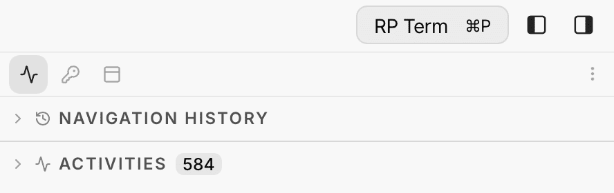 Widget panel showing tab icons at the top and the active panel content below