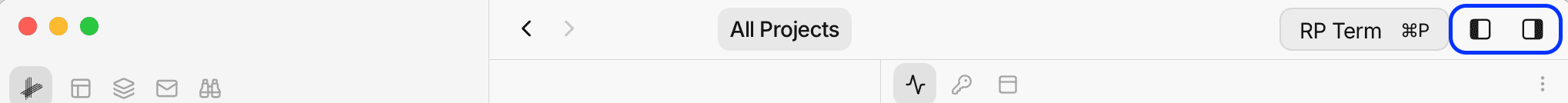 Widget tab bar showing tab icons that can be toggled on or off via right-click