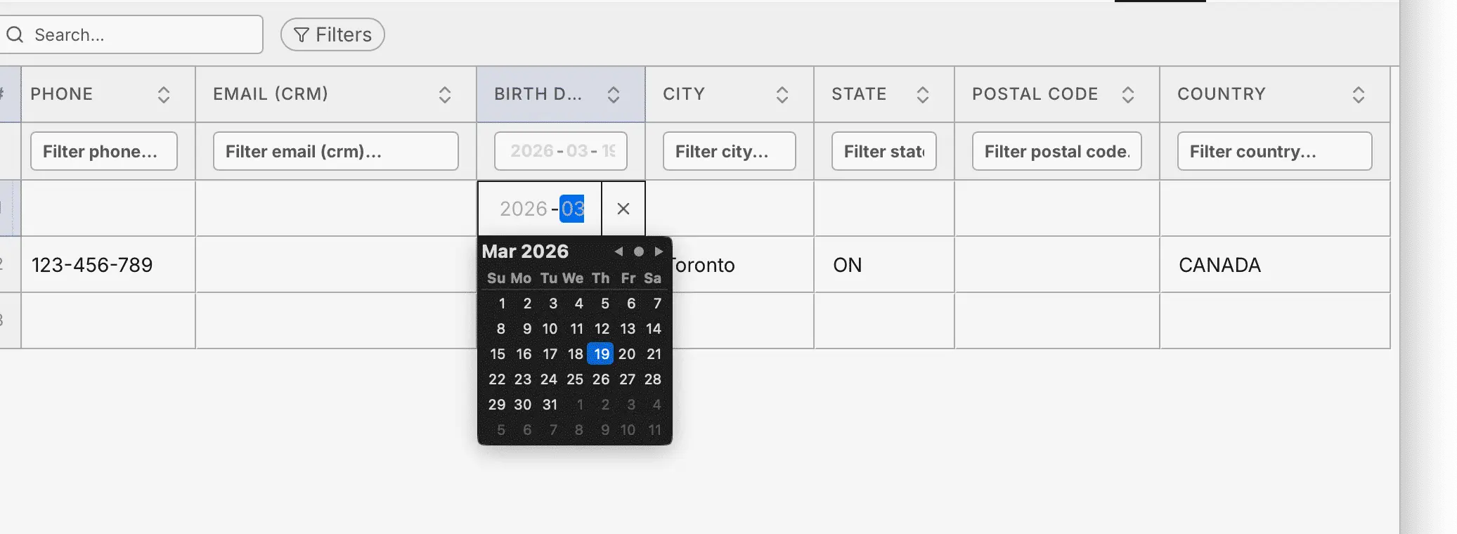 Users with CRM fields