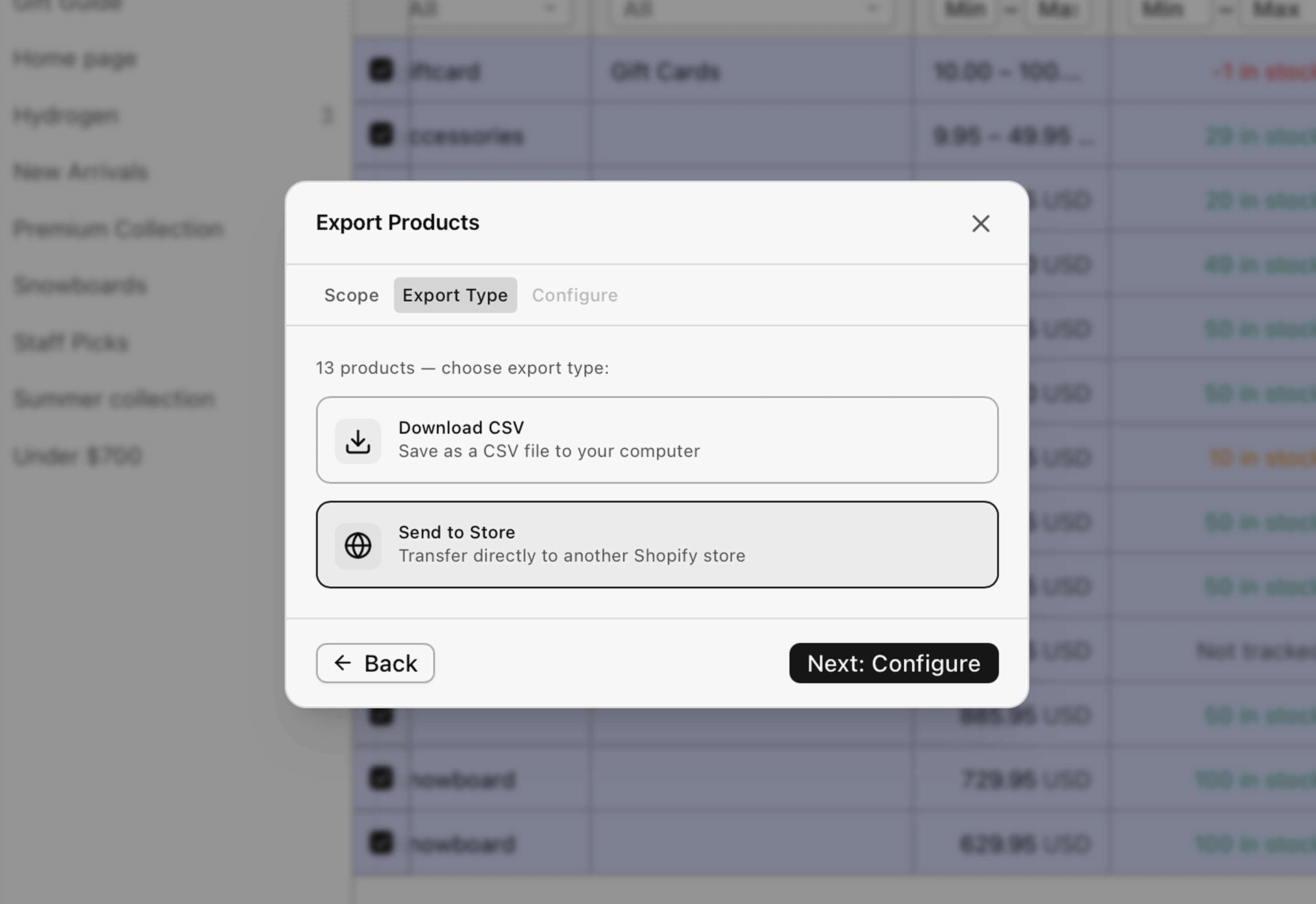 Bulk actions across many stores